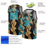 Custom Name Number Basketball Jersey - Personalized Black Panther 3D Pattern Geometric Shapes in Blue Old Gold Personalized