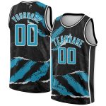 Personalized Black Panther 3D Torn Paper Basketball Jersey Blue-White Personalized Black Panther Blue-White 3D Torn Paper