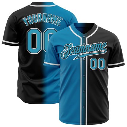 Personalized Black Panther Jersey - Blue-White Gradient Fashion Baseball Shirt Personalized Black Panther Blue-White Gradient