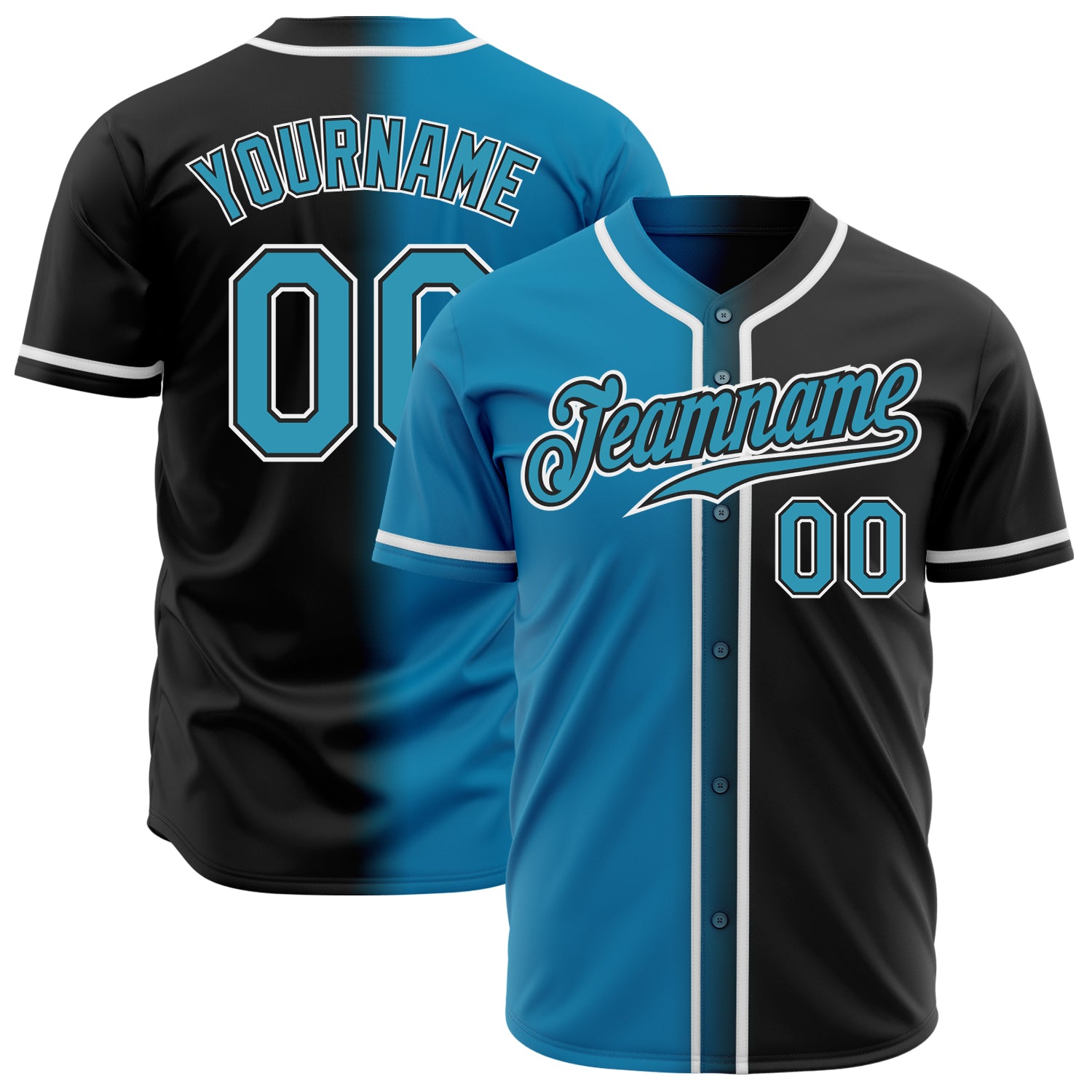 Personalized Black Panther Jersey - Blue-White Gradient Fashion Baseball Shirt Personalized Black Panther Blue-White Gradient
