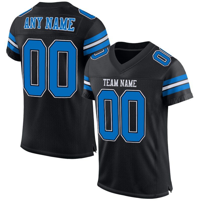 Personalized Black Panther Jersey - Authentic Blue-White Mesh Football Jersey Personalized Black Panther Blue-White Mesh