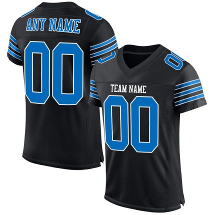 Custom Name Number Black Panther Football Jersey Blue White Mesh Authentic Personalized Black Panther Blue-White Mesh Authentic