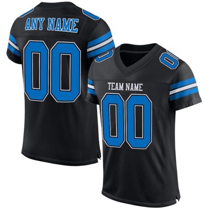 Black Panther Personalized Football Jersey - Blue-White Mesh Design Personalized Black Panther Blue-White Mesh Football Jersey