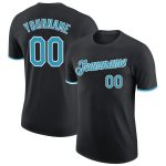 Black Panther Custom Name and Number Performance T-Shirt - Blue and White Personalized Black Panther Blue-White Performance