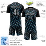 Personalized Black Panther Soccer Jersey with Blue-White Stripes Sublimation Design Personalized Black Panther Blue-White