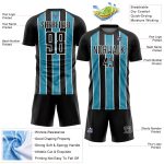 Personalized Black Panther Soccer Jersey - Blue and White Stripes Sublimation Uniform Personalized Black Panther Blue-White