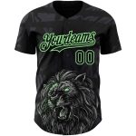 Personalized 3D Lion Baseball Jersey with Custom Name and Number, Black Pea Green Design, Authentic Team Gear Personalized