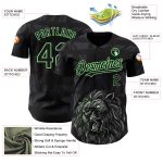 Personalized 3D Lion Baseball Jersey with Custom Name and Number, Black Pea Green Design, Authentic Team Gear Personalized