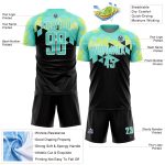 Personalized Black Green-White Geometric Soccer Uniform Jersey for Sublimation Personalized Black Pea Green-White Geometric