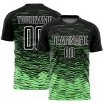 Personalized Black Green White Line Soccer Jersey - Sublimation Uniform Personalized Black Pea Green-White Line Sublimation