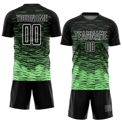 Custom Name and Number Soccer Jersey - Personalized Black Pea Green-White Line Sublimation Uniform Personalized Black Pea