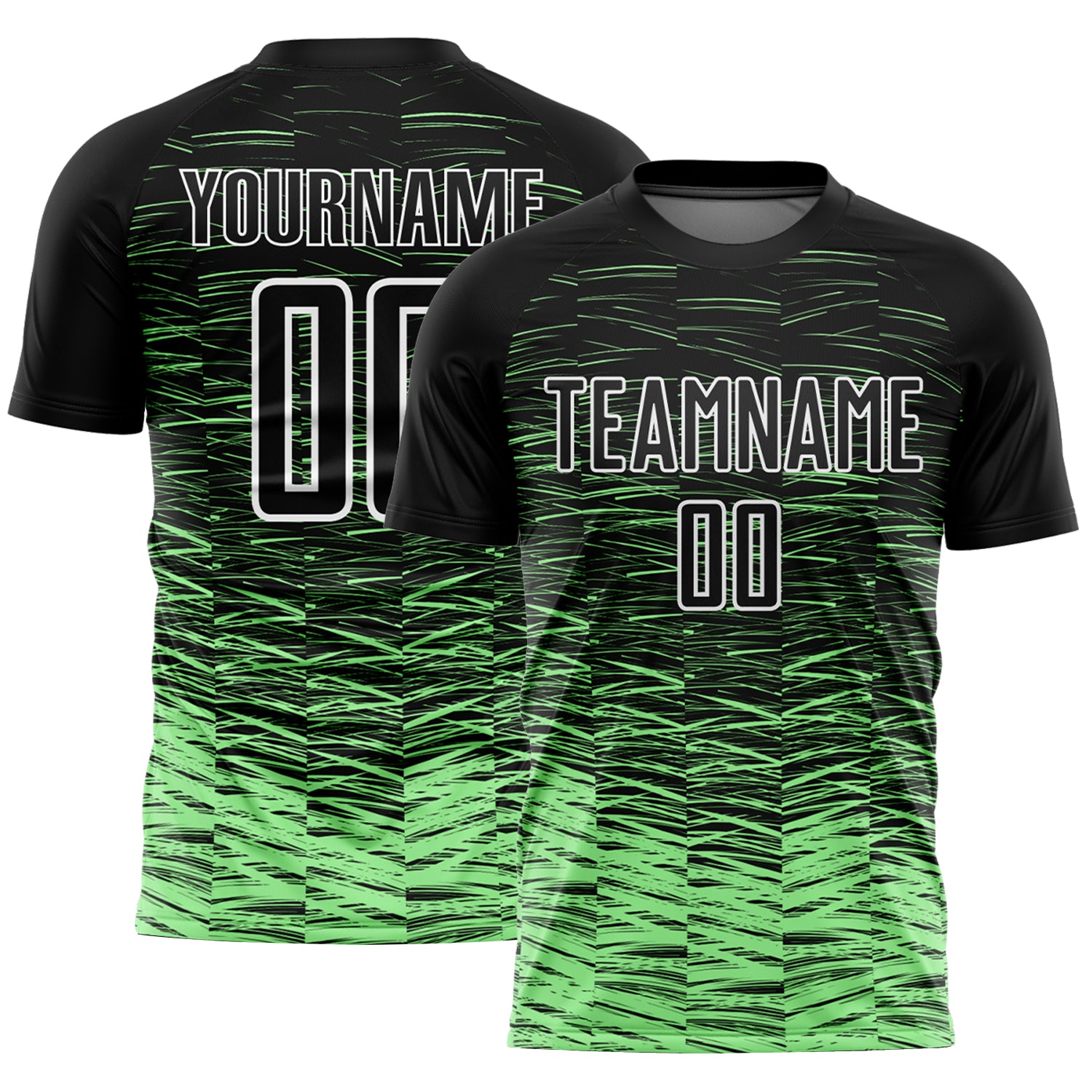 Custom Name and Number Soccer Jersey - Personalized Black Pea Green-White Line Sublimation Uniform Personalized Black Pea