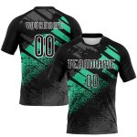 Personalized Volleyball Uniform Jersey - Black Pea Green White Splash Sublimation Design Personalized Black Pea Green-White