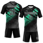Custom Personalized Volleyball Jersey with Name and Number - Black Pea Green-White Splash Design Personalized Black Pea Green-White
