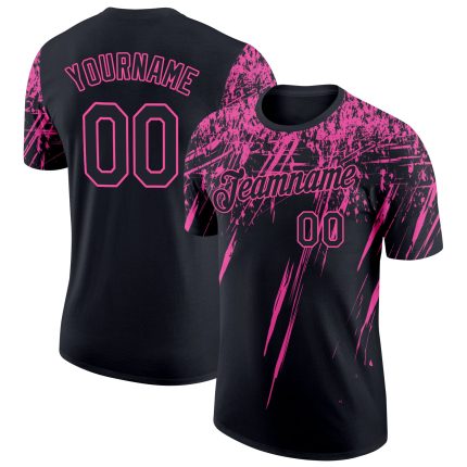 Personalized 3D Abstract Sharp Shape Black Pink Performance T-Shirt Personalized Black Pink 3D Abstract Sharp Shape Performance