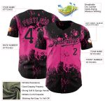 Personalized 3D Abstract Splatter Grunge Art Baseball Jersey in Black and Pink Personalized Black Pink 3D Abstract Splatter