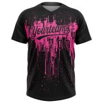 Personalized 3D Dripping Splatter Art Black Pink Unisex Softball Jersey - Two-Button Design Personalized Black Pink 3D Dripping