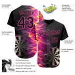 Personalized 3D Fiery Dart Board Baseball Jersey in Black and Pink for Sports Fans Personalized Black Pink 3D Fiery Dart