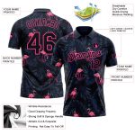 Personalized Black Pink 3D Flamingo Golf Polo Shirt for Performance Golf Personalized Black Pink 3D Flamingo Performance
