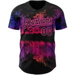 Personalized Black Pink 3D Baseball Jersey with Hawaii Palm Trees Design Personalized Black Pink 3D Hawaii Palm Trees Baseball
