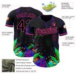 Personalized 3D Holi Festival Color Powder Baseball Jersey - Black Pink Design Personalized Black Pink 3D Holi Festival Color