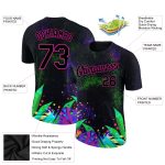 Personalized 3D Holi Festival Color Powder T-Shirt - Black Pink Performance Tee Personalized Black Pink 3D Holi Festival