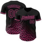 Personalized 3D Leopard Print Baseball Jersey in Black Pink for Fashion Lovers Personalized Black Pink 3D Leopard Print Fade