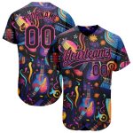 Personalized 3D Music Festival Baseball Jersey - Black Pink Musical Instruments Design Personalized Black Pink 3D Music Festival