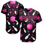 Custom Name and Number Baseball Jersey - Personalized Black Pink 3D Pattern Design Bowling Team Apparel Personalized Black