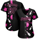 Personalized Black Pink 3D Pattern Bowling Jersey - Authentic Baseball Shirt Personalized Black Pink 3D Pattern Design Bowling