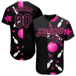 Personalized Black Pink 3D Pattern Bowling Jersey - Authentic Baseball Shirt Personalized Black Pink 3D Pattern Design Bowling