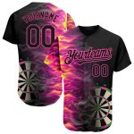 Custom Name and Number Personalized Black Pink 3D Fiery Dart Board Baseball Jersey Personalized Black Pink 3D Pattern Design