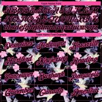 Custom Name and Number T-Shirt - Personalized Black Pink 3D Flowers and Crane Design Performance Tee Personalized Black Pink