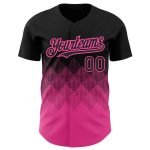 Personalized Gradient 3D Black Pink Patterns Custom Name Baseball Jersey with Square Shapes - Authentic Team Jersey Personalized
