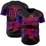Personalized Black Pink 3D Hawaii Palm Trees Baseball Jersey Custom Name & Number Personalized Black Pink 3D Pattern Design