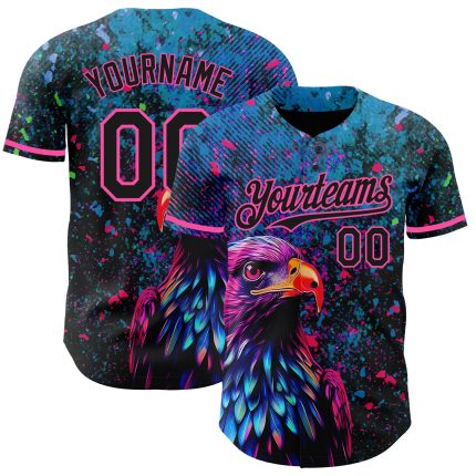 Personalized Black Pink 3D Pattern Holi Festival Color Powder Baseball Jersey Personalized Black Pink 3D Pattern Design Holi