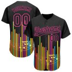 Custom Music Soundwave Baseball Jersey - Personalized Black Pink 3D Design with Name and Number for Music Festivals Personalized