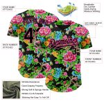 Personalized Black Pink 3D Flower Baseball Jersey Custom Name Number Northeast China Team Authentic Personalized Black Pink