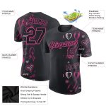 Custom Name Breast Cancer Awareness T-Shirt for Women - Personalized Pink Ribbon Design 3D Pattern Support Performance Tee