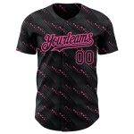 Personalized Black Pink 3D Slant Lines Baseball Jersey with Custom Name and Number Personalized Black Pink 3D Pattern Design