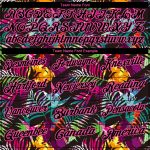 Personalized Performance Polo Shirt with Black Pink 3D Tropical Palm Leaves Design, Custom Name and Number Personalized Black
