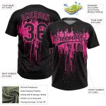 Custom Name and Number Softball Jersey for Teams, Unisex Black Pink 3D Dripping Splatter Art, Two-Button Design Personalized