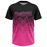 Custom Name and Number Personalized Unisex Softball Jersey Black Pink 3D Pattern Gradient Square Shapes, Two-Button Design