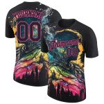 Personalized Black Pink 3D Rave T-Shirt with Dripping Splatter Art Performance Design Personalized Black Pink 3D Rave Dripping
