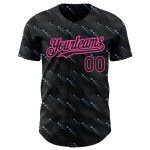 Personalized Black Pink 3D Baseball Jersey with Slant Lines Design Personalized Black Pink 3D Slant Lines Baseball Jersey