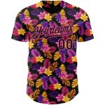 Personalized Black Pink Tropical Flower Hawaii Palm Leaves Baseball Jersey Personalized Black Pink 3D Tropical Flower And