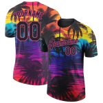 Personalized 3D Tropical Hawaii Palm Trees Black Pink T-Shirt for Performance Personalized Black Pink 3D Tropical Hawaii