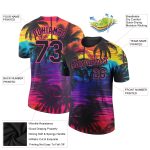 Personalized 3D Tropical Hawaii Palm Trees Black Pink T-Shirt for Performance Personalized Black Pink 3D Tropical Hawaii