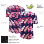 Personalized Black Pink Tropical Palm Leaf 3D Performance T-Shirt for Women Personalized Black Pink 3D Tropical Palm Leaf