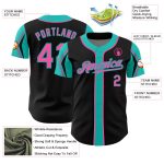 Custom Name and Number Black Pink-Aqua Baseball Jersey - Personalized Team Apparel in 3 Colors Personalized Black Pink-Aqua